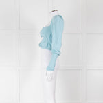 LPA Pale Turquoise Knot Front Cropped Jumper