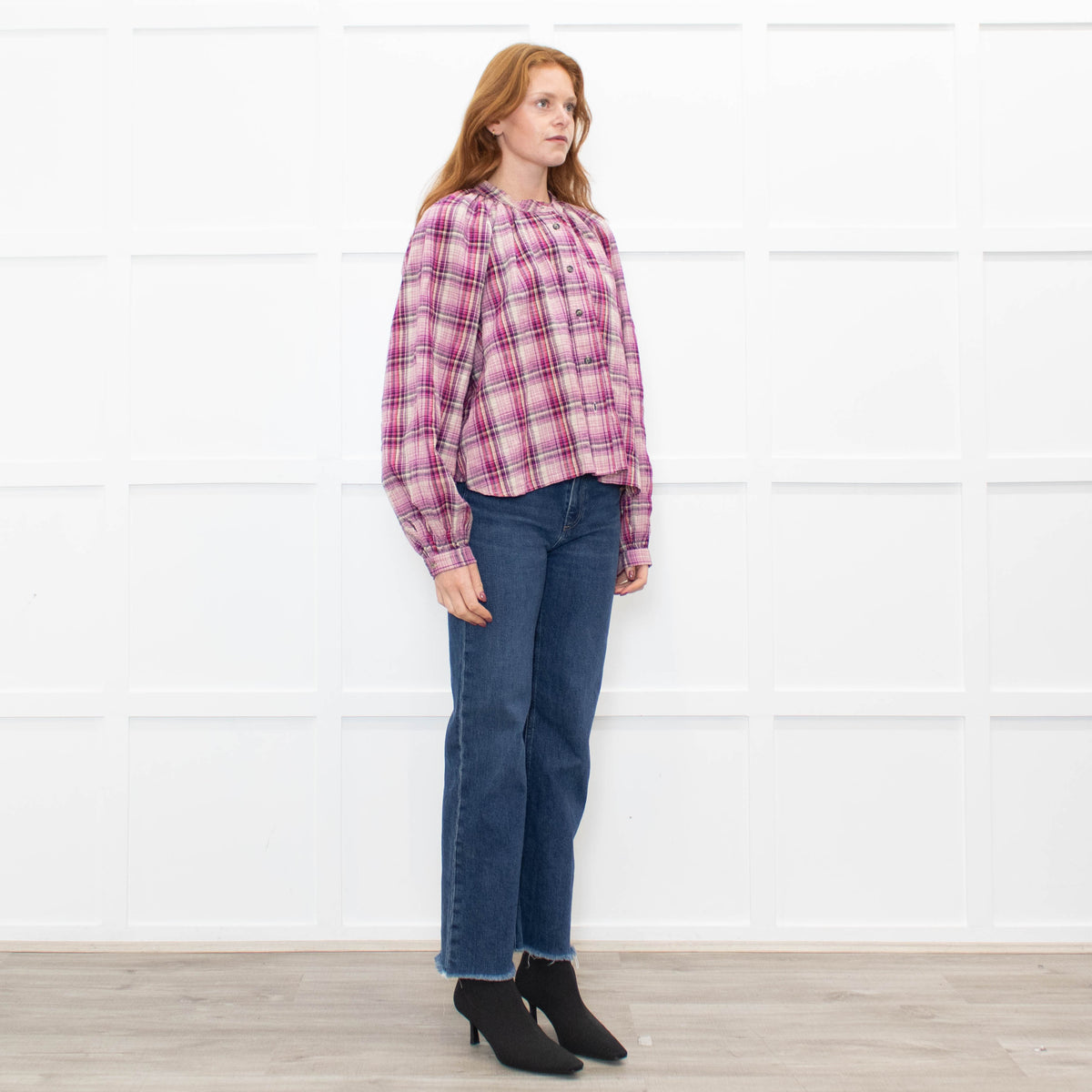 Isabel Marant Etoile Pink Multi Check Cotton Blouse