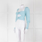 LPA Pale Turquoise Knot Front Cropped Jumper