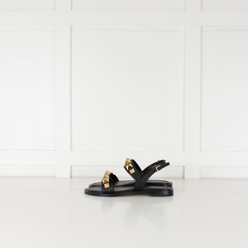 MICHAEL by Michael Kors Black Wren Sandal With Gold Studs