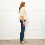 Jayley Cream Faux Fur Jacket with 3/4 Length Sleeves