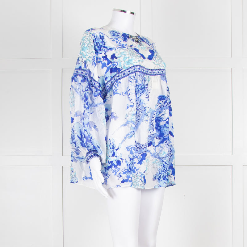Camilla White Blue Heart Of the Dragon Oversized Blouse