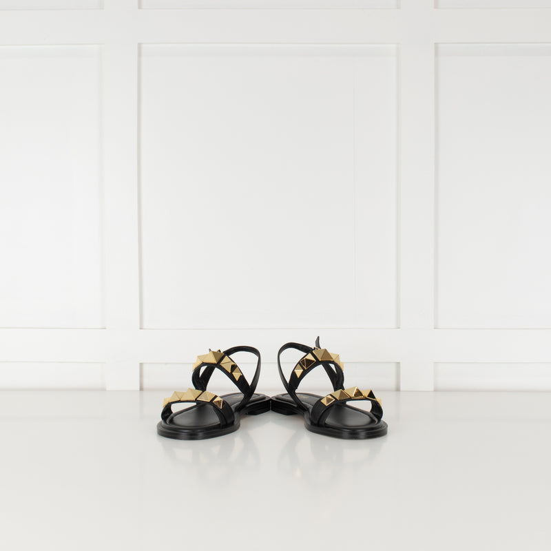 MICHAEL by Michael Kors Black Wren Sandal With Gold Studs