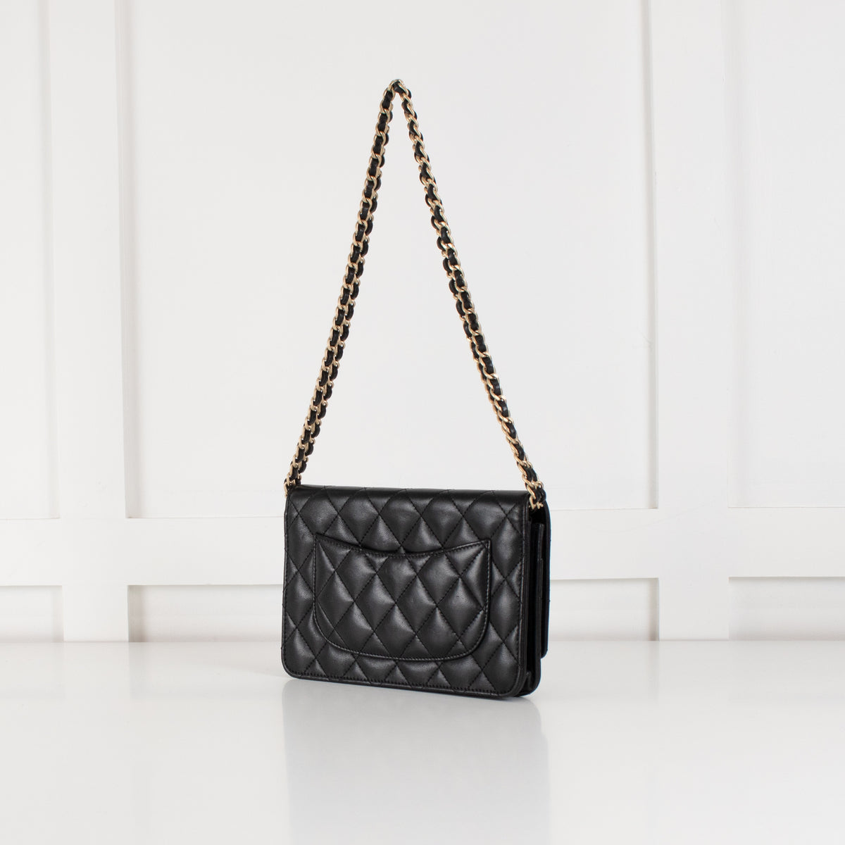 Chanel Black Lambskin Leather Wallet On Chain Bag