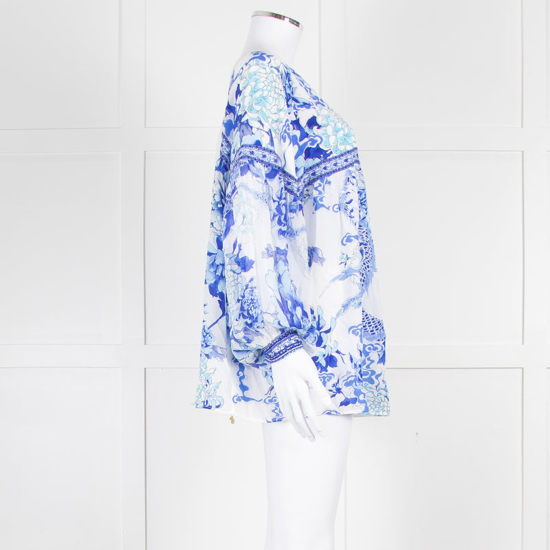 Camilla White Blue Heart Of the Dragon Oversized Blouse