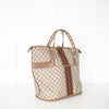 Gucci Beige Monogram Canvas Vintage Large Boston Travel Bag