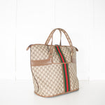 Gucci Beige Monogram Canvas Vintage Large Boston Travel Bag