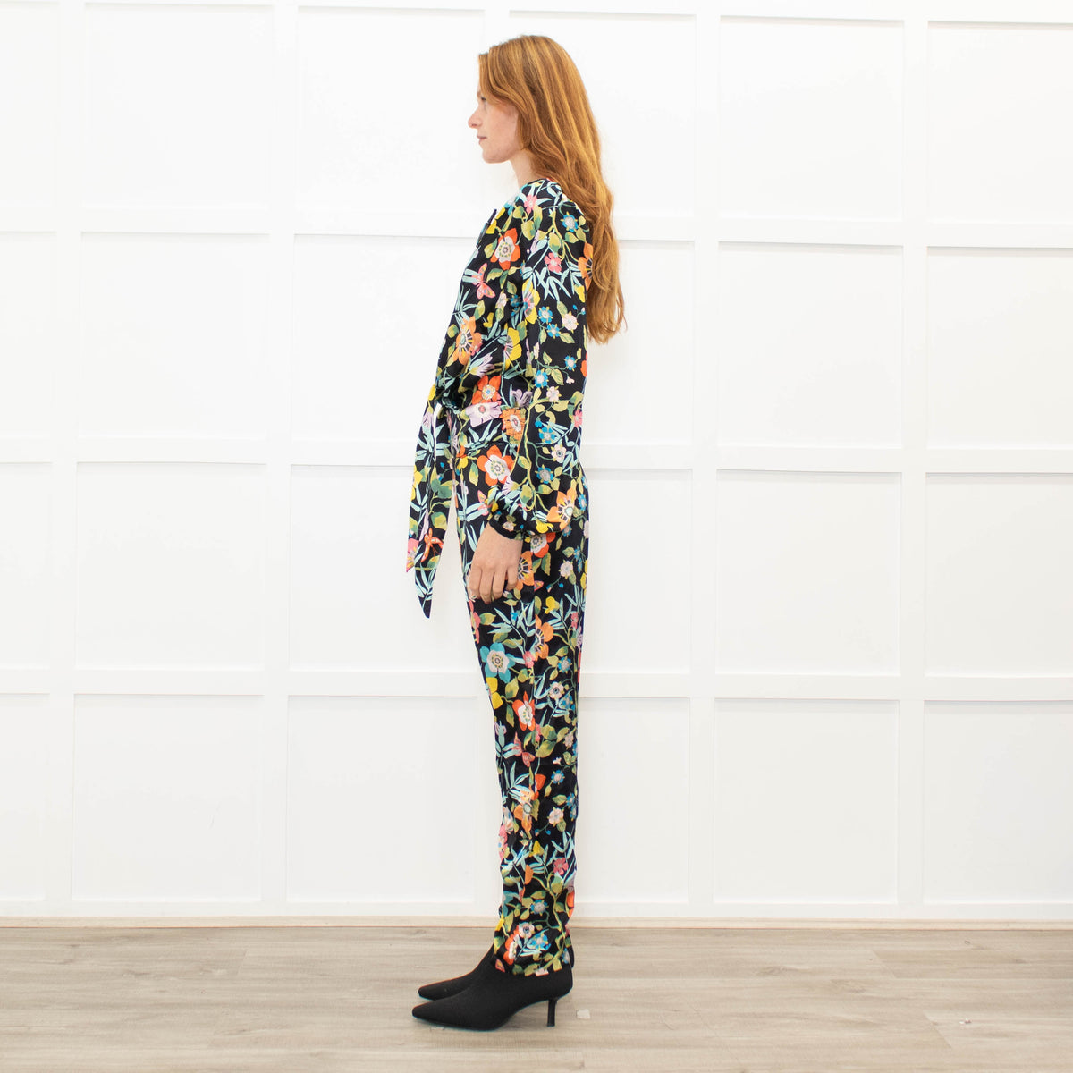 Ridley Black Multi Floral Silk Jumpsuit