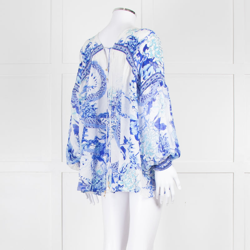 Camilla White Blue Heart Of the Dragon Oversized Blouse