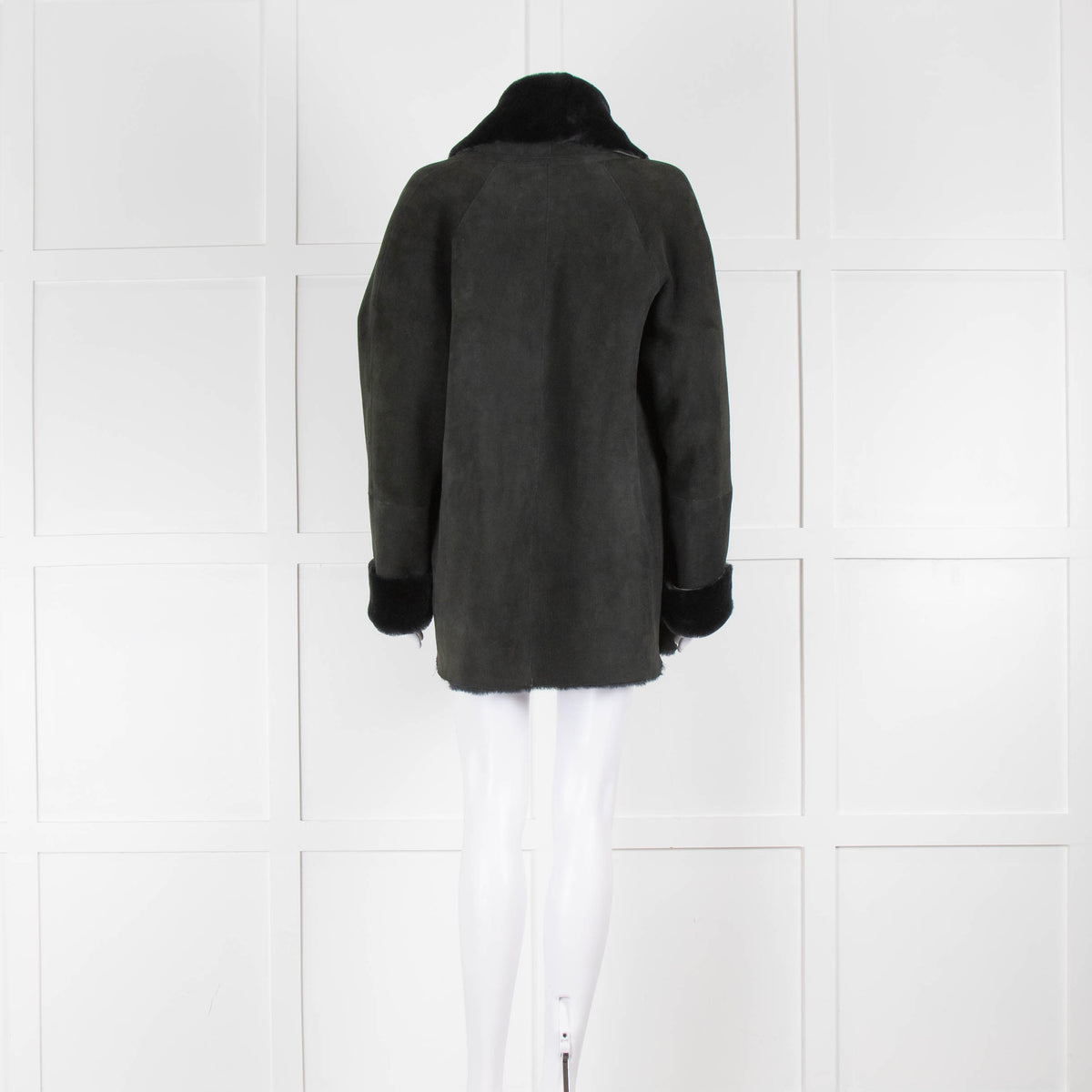 Green and Black Shearling Jacket NO BRAND