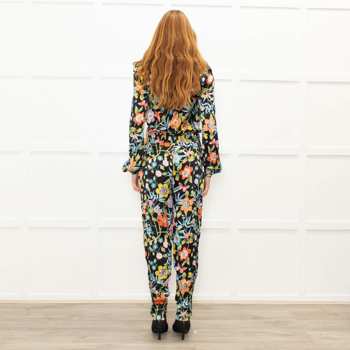 Ridley Black Multi Floral Silk Jumpsuit