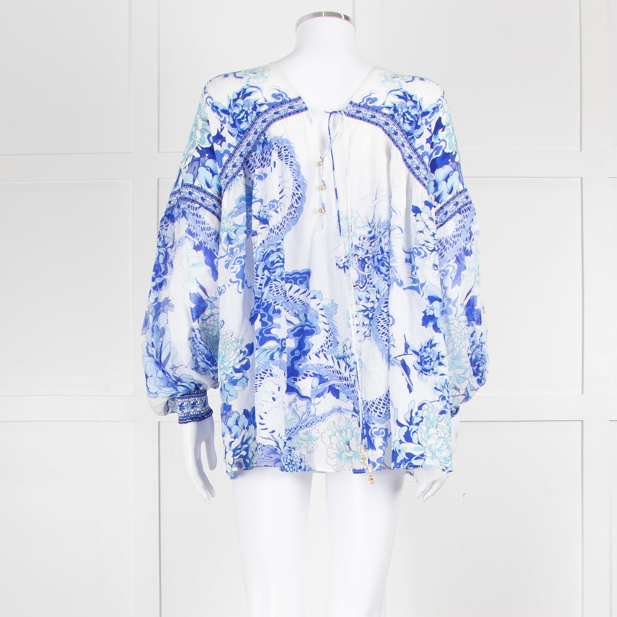Camilla White Blue Heart Of the Dragon Oversized Blouse