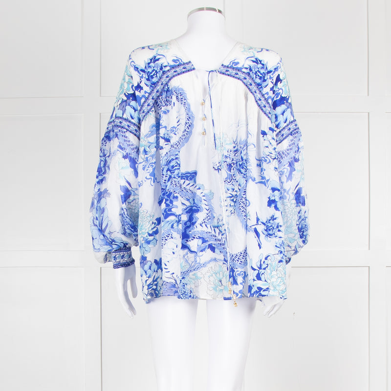 Camilla White Blue Heart Of the Dragon Oversized Blouse