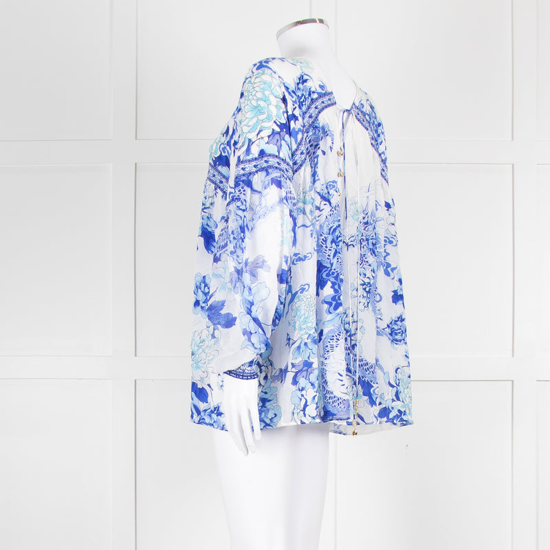Camilla White Blue Heart Of the Dragon Oversized Blouse