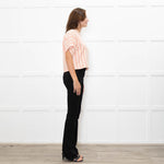 Me + Em Coral Check Textured Top