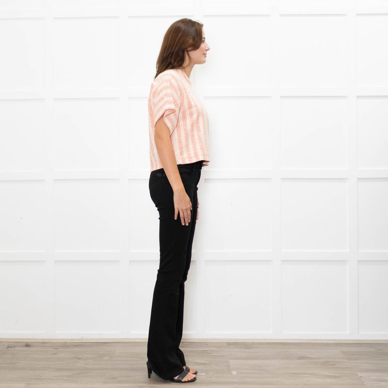 Me + Em Coral Check Textured Top