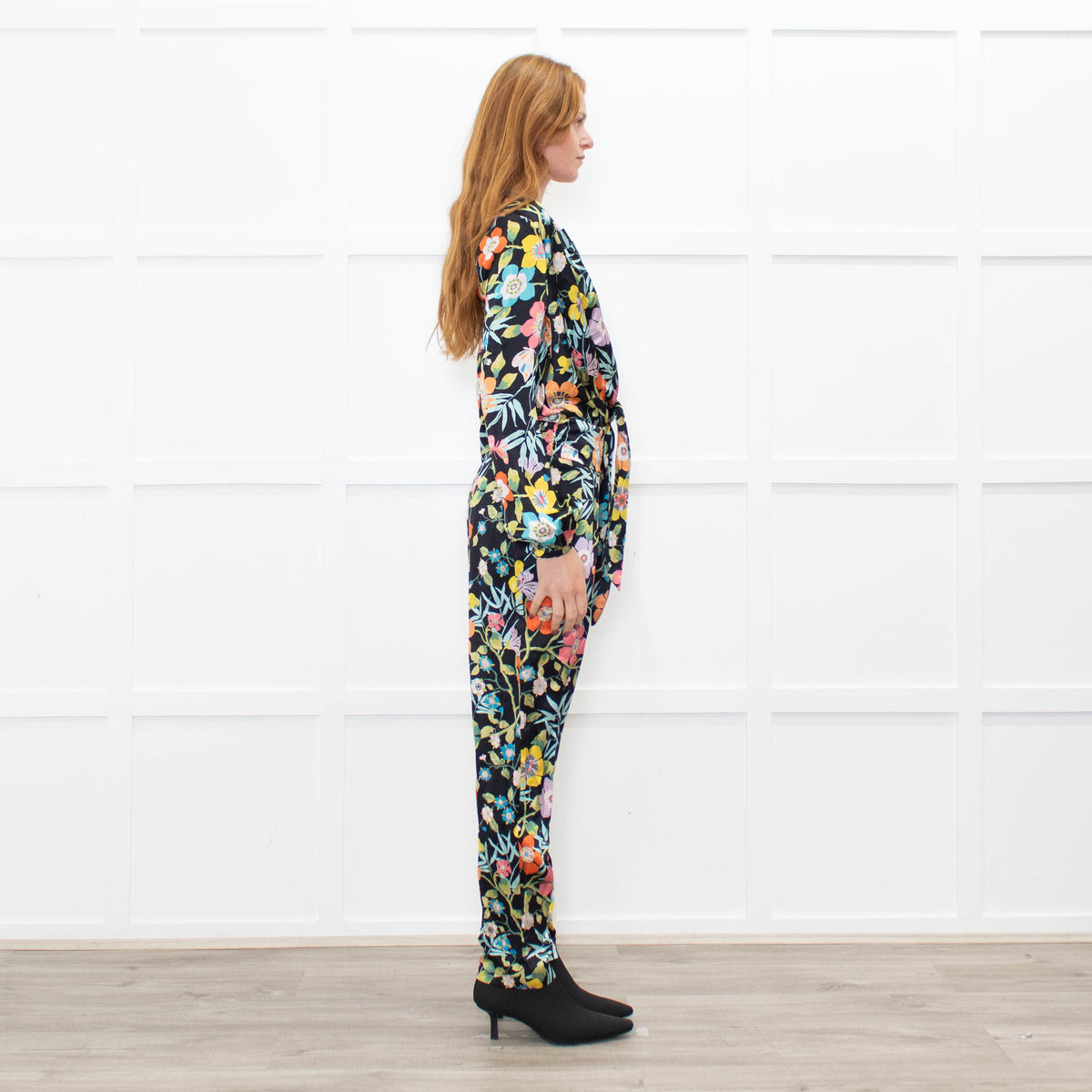 Ridley Black Multi Floral Silk Jumpsuit