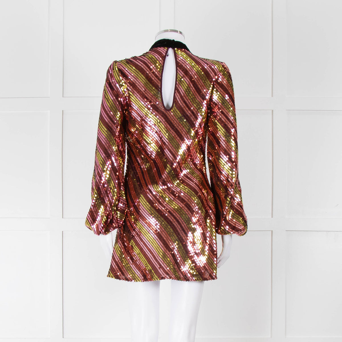 Rixo Yellow and Pink Sequin Harriet Mini Dress