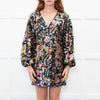 Sezane Gold Teal Pink Sequinned Puff Sleeve Mini Dress