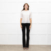 Veronica Beard White Cotton Pintuck Blouse with Gathered Sleeves