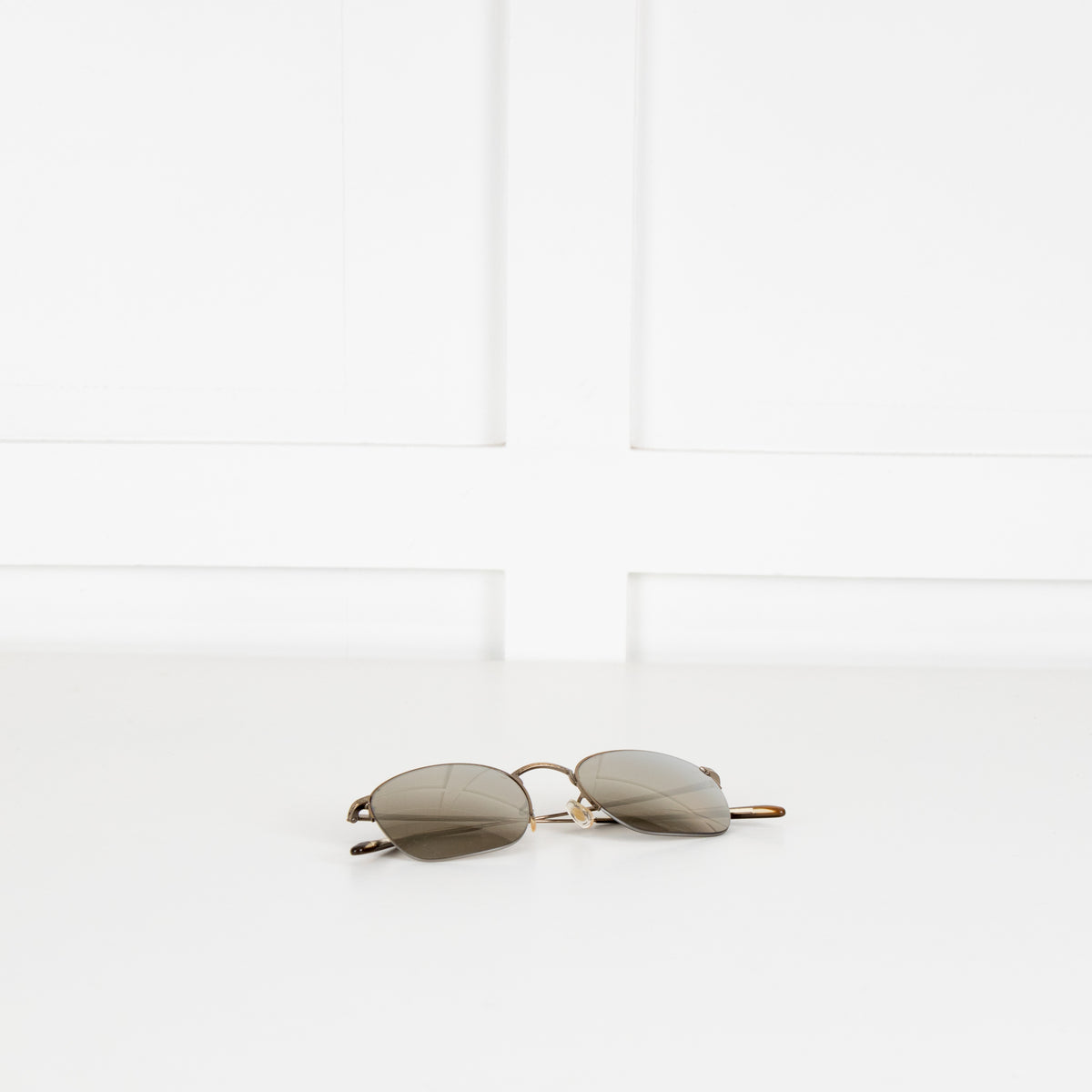 Oliver Peoples Rose Gold Half Metal Frame Mirrored Sunglasses