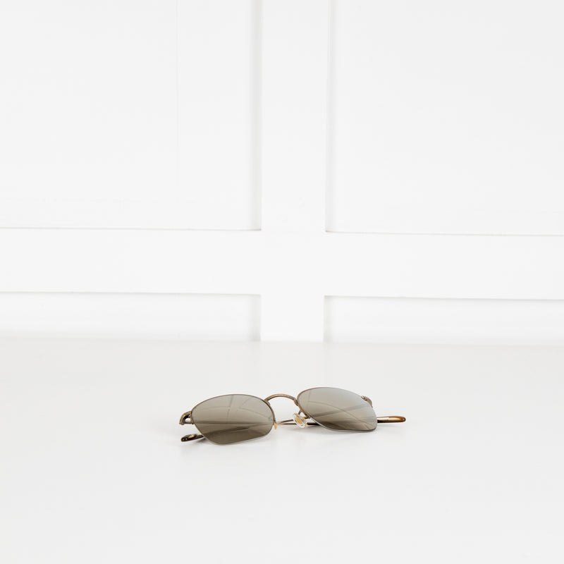 Oliver Peoples Rose Gold Half Metal Frame Mirrored Sunglasses