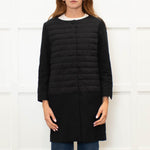 Herno Black Quilt Coat With Solid Hem And Sleeve