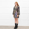 Sezane Gold Teal Pink Sequinned Puff Sleeve Mini Dress