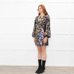 Sezane Gold Teal Pink Sequinned Puff Sleeve Mini Dress