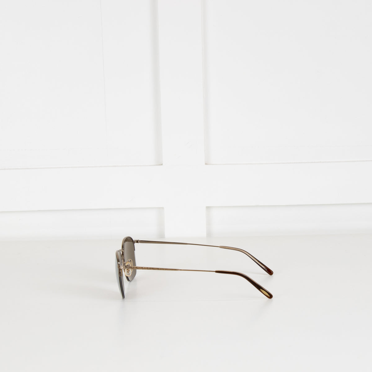 Oliver Peoples Rose Gold Half Metal Frame Mirrored Sunglasses