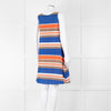 TSE Blue Orange Striped Cotton Sleeveless Dress