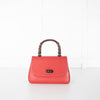 Gucci Red Bamboo Handle Vintage Handbag