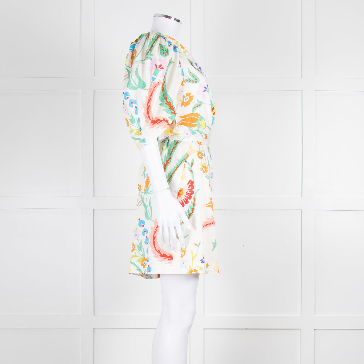 Claudie Pierlot Cream Multicolour Floral One Shoulder Belted Dress