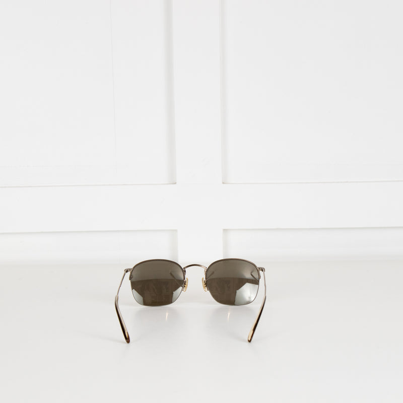 Oliver Peoples Rose Gold Half Metal Frame Mirrored Sunglasses