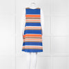 TSE Blue Orange Striped Cotton Sleeveless Dress