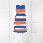TSE Blue Orange Striped Cotton Sleeveless Dress