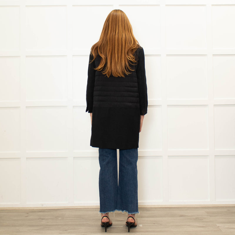 Herno Black Quilt Coat With Solid Hem And Sleeve