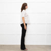 Veronica Beard White Cotton Pintuck Blouse with Gathered Sleeves