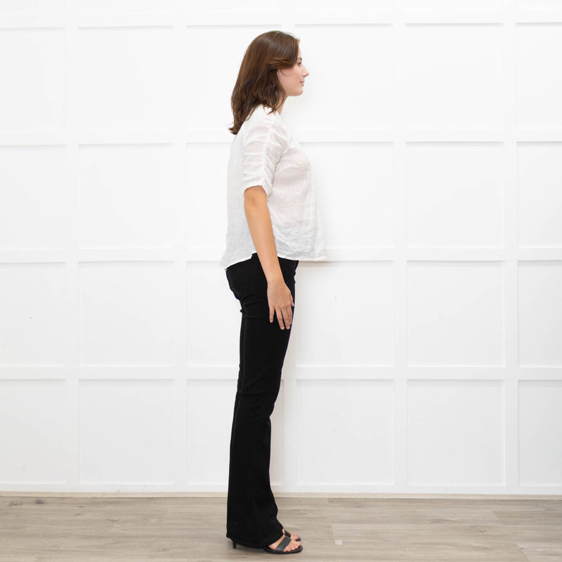 Veronica Beard White Cotton Pintuck Blouse with Gathered Sleeves