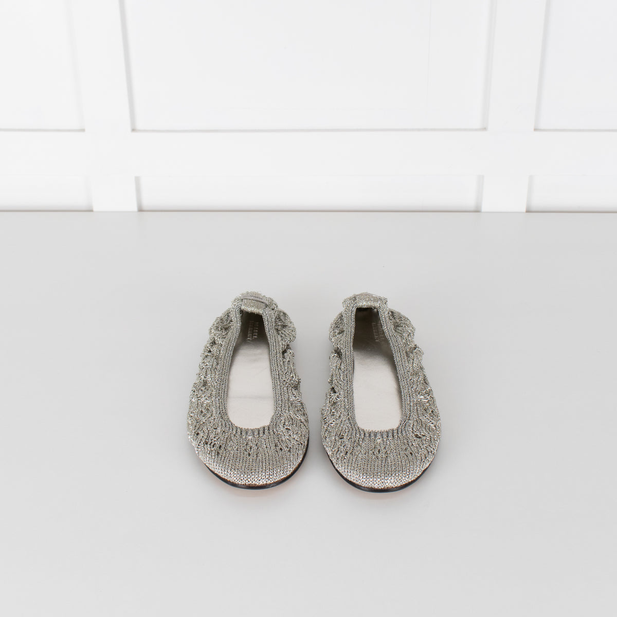 Isabel Marant Silver Belna Metallic Crochet Ballet Flats