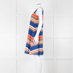 TSE Blue Orange Striped Cotton Sleeveless Dress