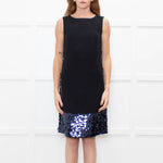 Tory Burch Black Navy Sequinned Trim Sleeveless Dress