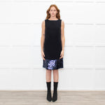 Tory Burch Black Navy Sequinned Trim Sleeveless Dress