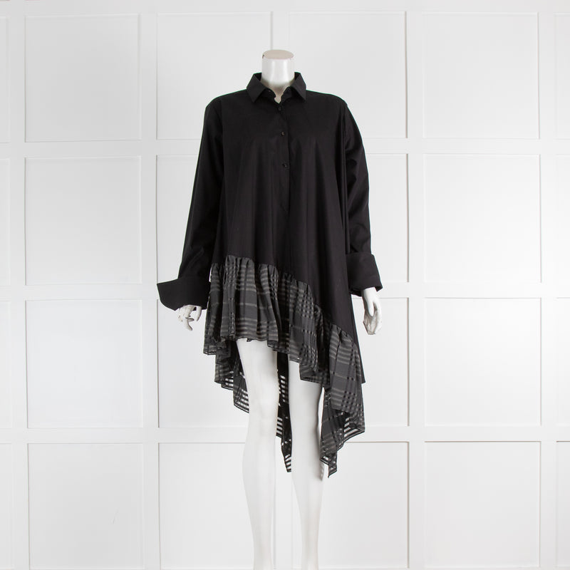 palmer//harding Black Frill Trim Asymmetric Shirt