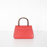 Gucci Red Bamboo Handle Vintage Handbag