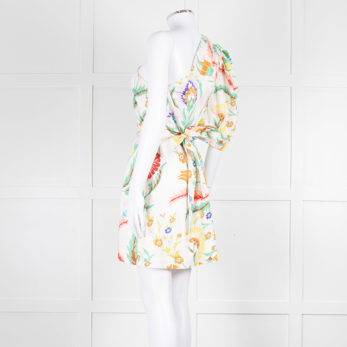 Claudie Pierlot Cream Multicolour Floral One Shoulder Belted Dress