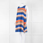 TSE Blue Orange Striped Cotton Sleeveless Dress