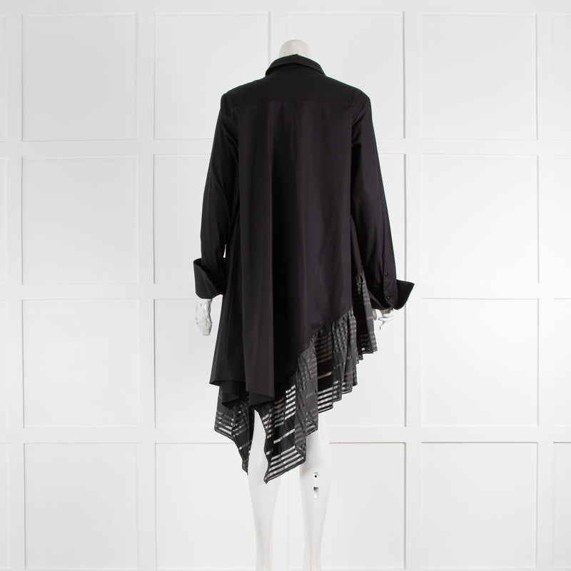 palmer//harding Black Frill Trim Asymmetric Shirt