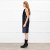 Tory Burch Black Navy Sequinned Trim Sleeveless Dress