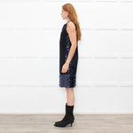 Tory Burch Black Navy Sequinned Trim Sleeveless Dress